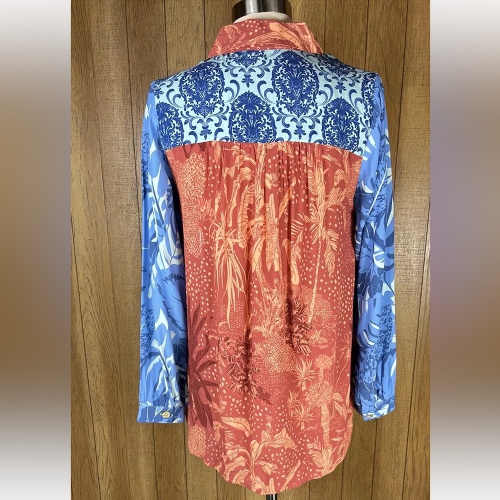 Soft Surrounding Mixed Pattern Button Up Blouse W… - image 8